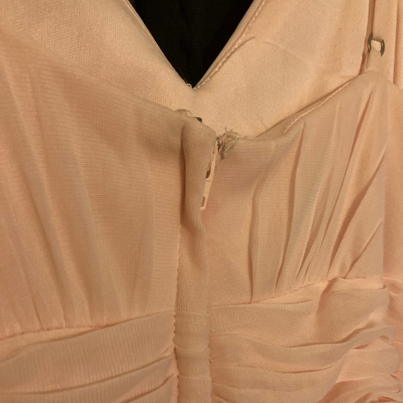 David's Bridal Ballet Pink floor length spaghetti strap bridesmaids dress - Picture 5 of 7